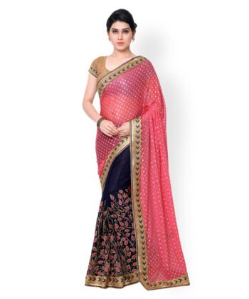 Cotton Black And Red Saree