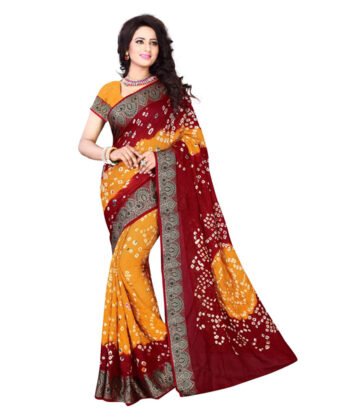 Chiffon & Georgette Sarees Yellow And Red Saree