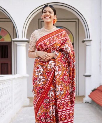 Chiffon & Georgette Sarees Red Print